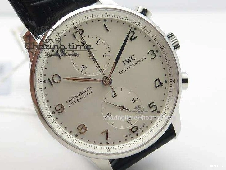 MIROTIME 0401 Casual Portuguese IW371405 ZF 1:1 Best Edition SS White Dial Silver Markers On Black Leather Strap A 7305